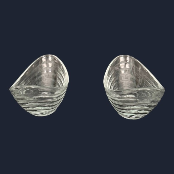 Vintage Clear Glass Nut Candy Desert Bowls Oval Ar tDeco - Picture 3 of 9